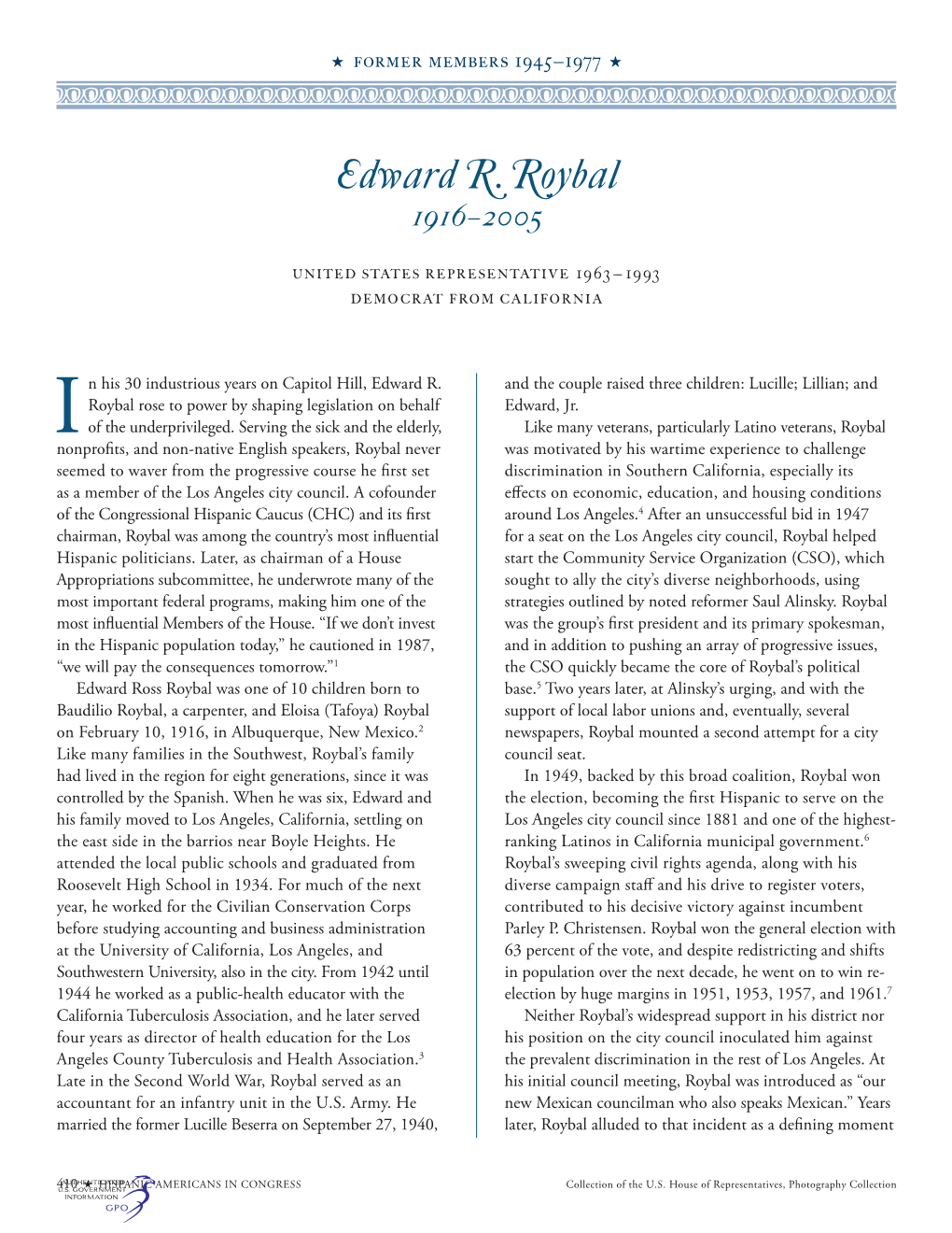 Edward R. Roybal 1916–2005