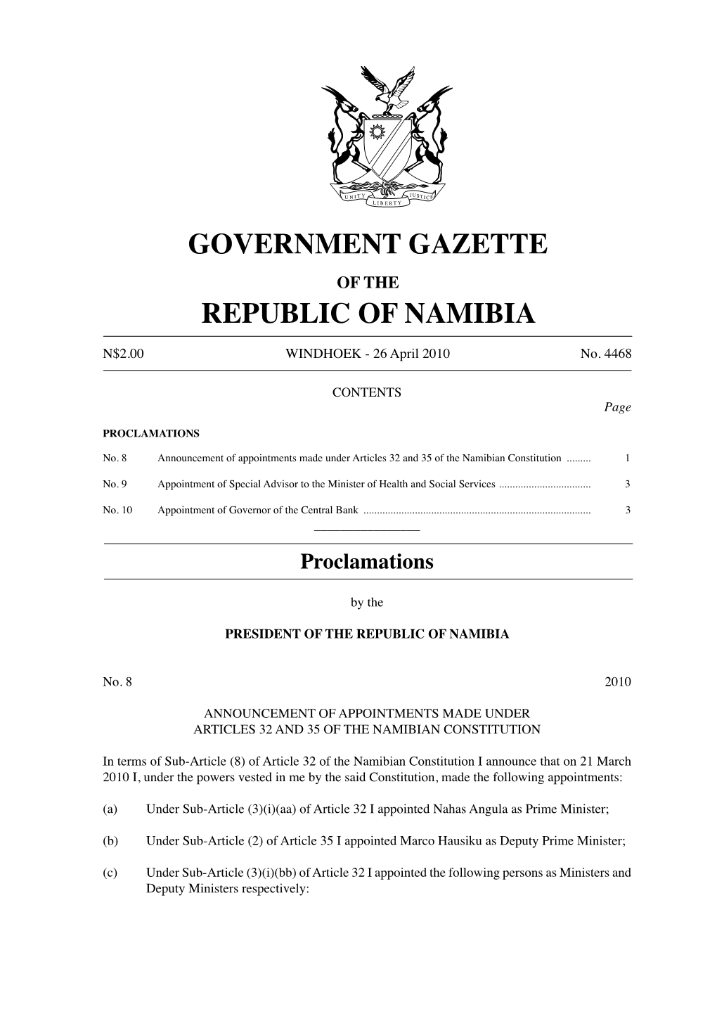 Government Gazette Republic of Namibia