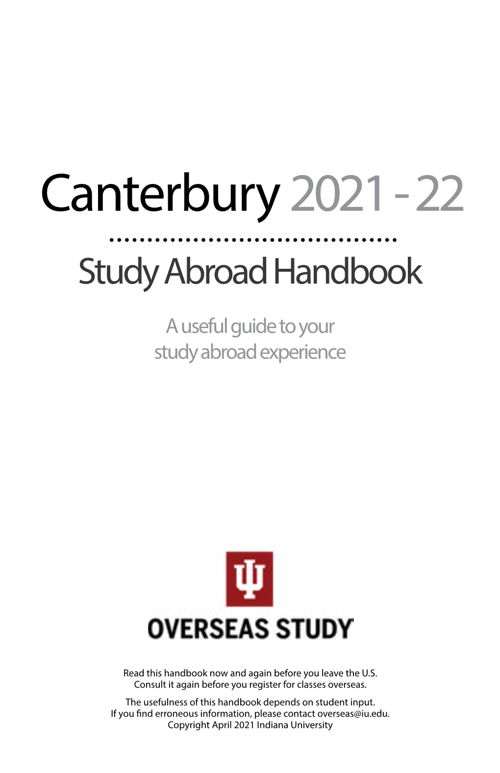 Canterbury 2021 - 22 Study Abroad Handbook