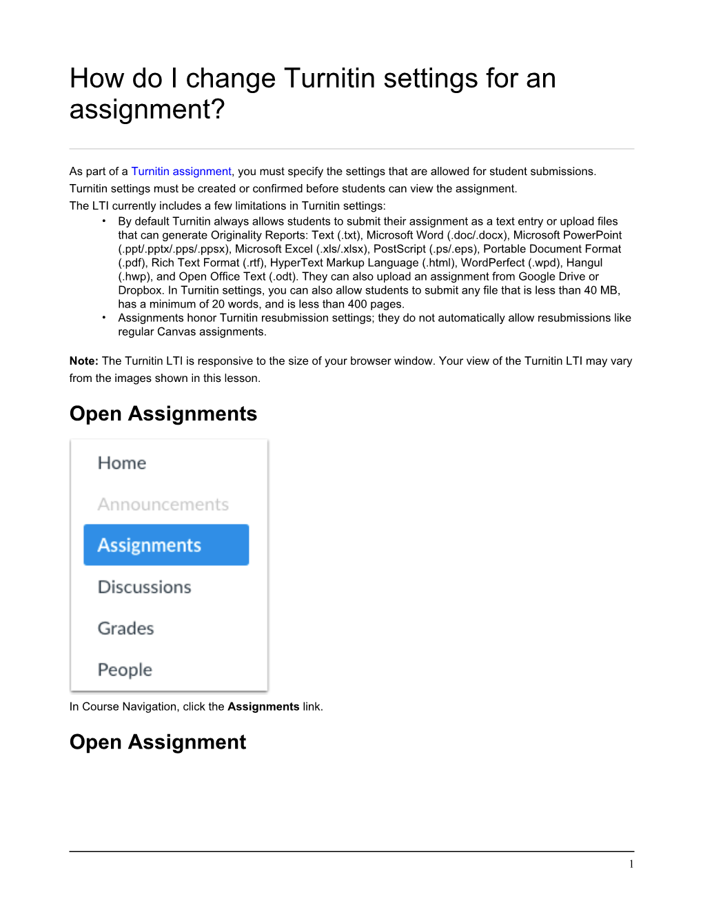 How Do I Change Turnitin Settings for an Assignment.Pdf