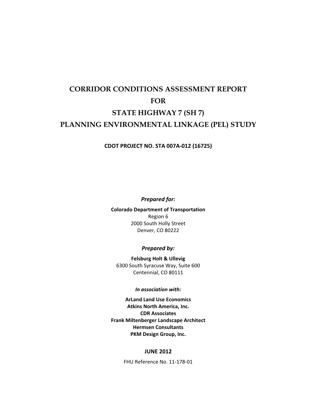 Sh 7) Planning Environmental Linkage (Pel) Study