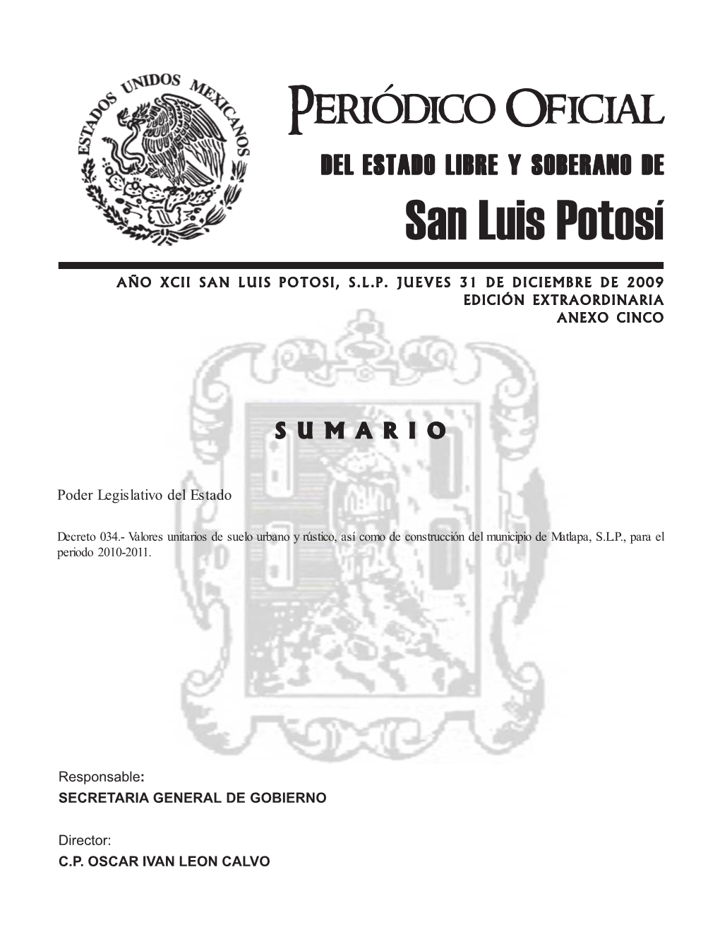 Matlapa, S.L.P., Para El Periodo 2010-2011
