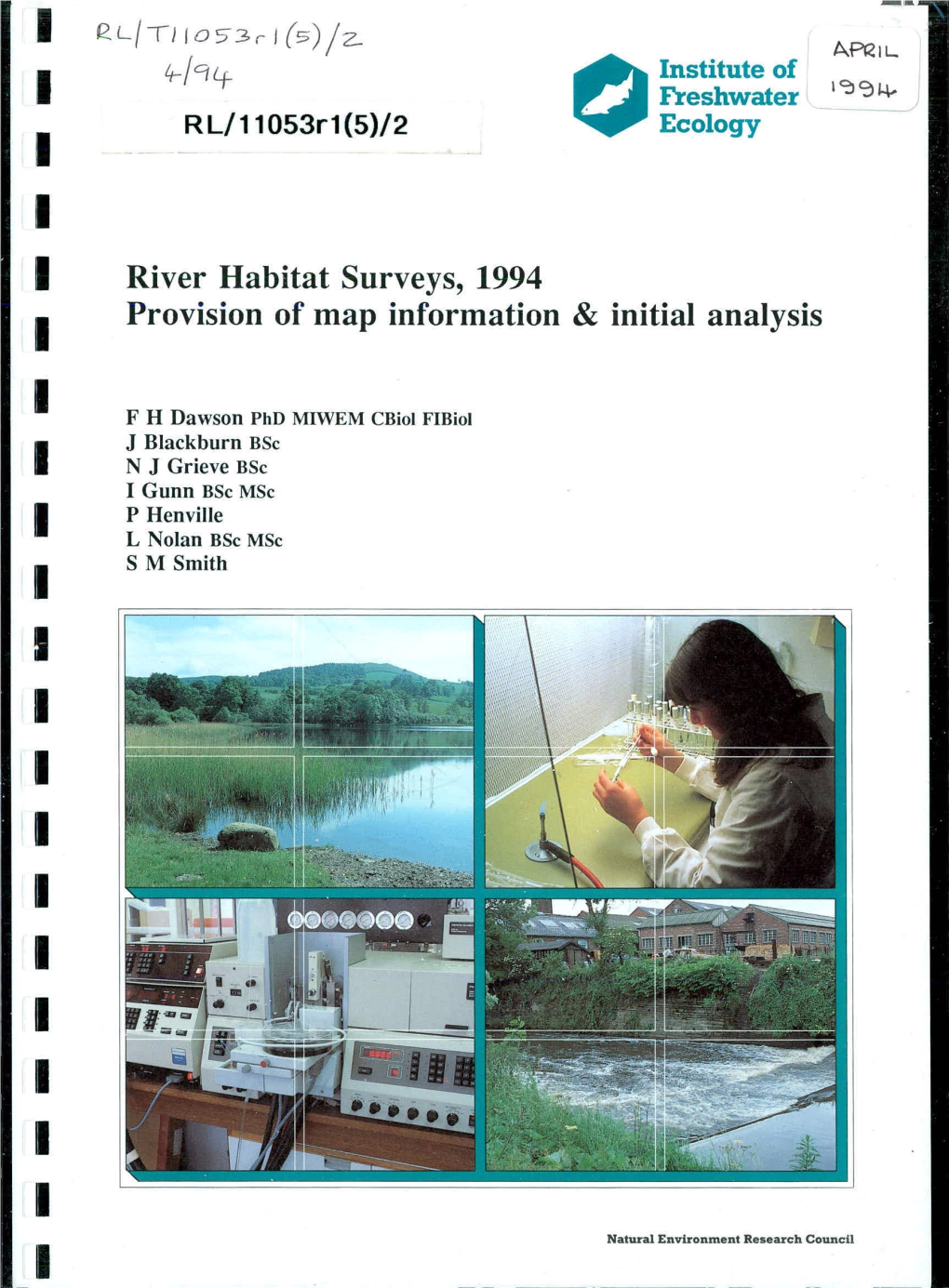 River Habitat Surveys, 1994 Provision of Map Information & Initial Analysis