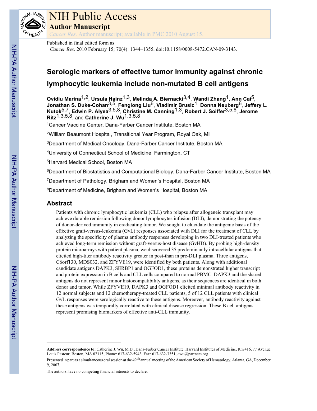 NIH Public Access Author Manuscript Cancer Res