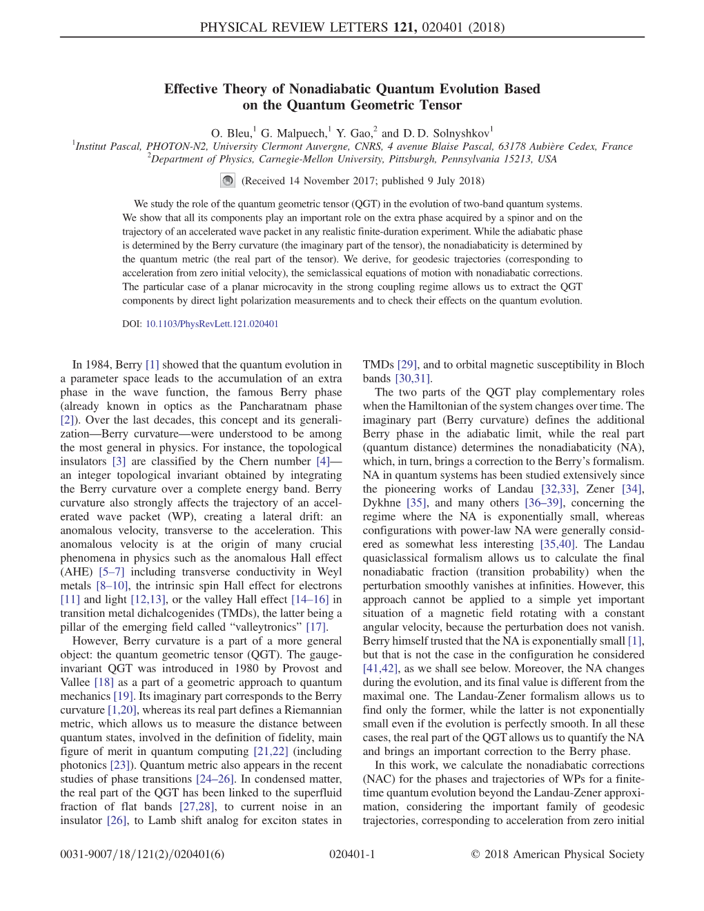 Effective Theory of Nonadiabatic Quantum Evolution Based on the Quantum Geometric Tensor