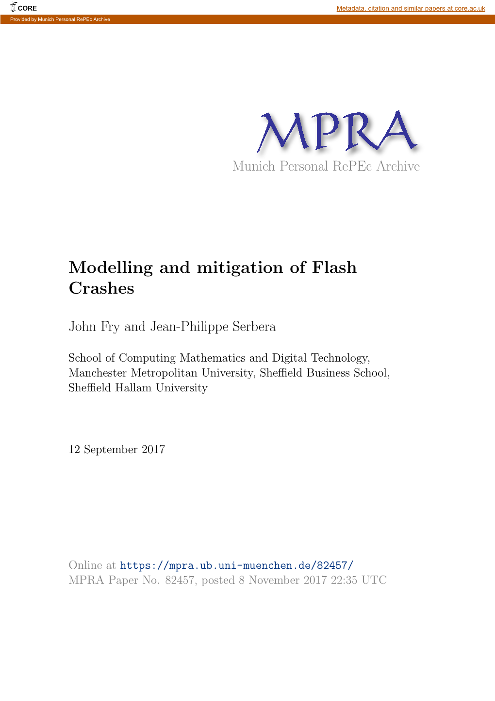Modelling and Mitigation of Flash Crashes