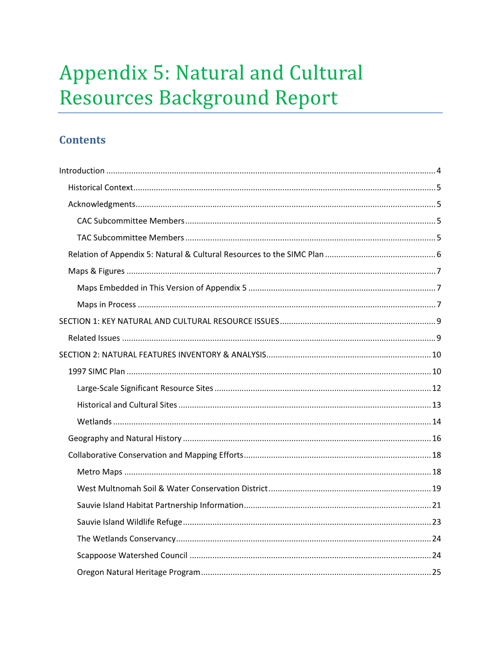 Appendix 5: Natural and Cultural Resources Background Report