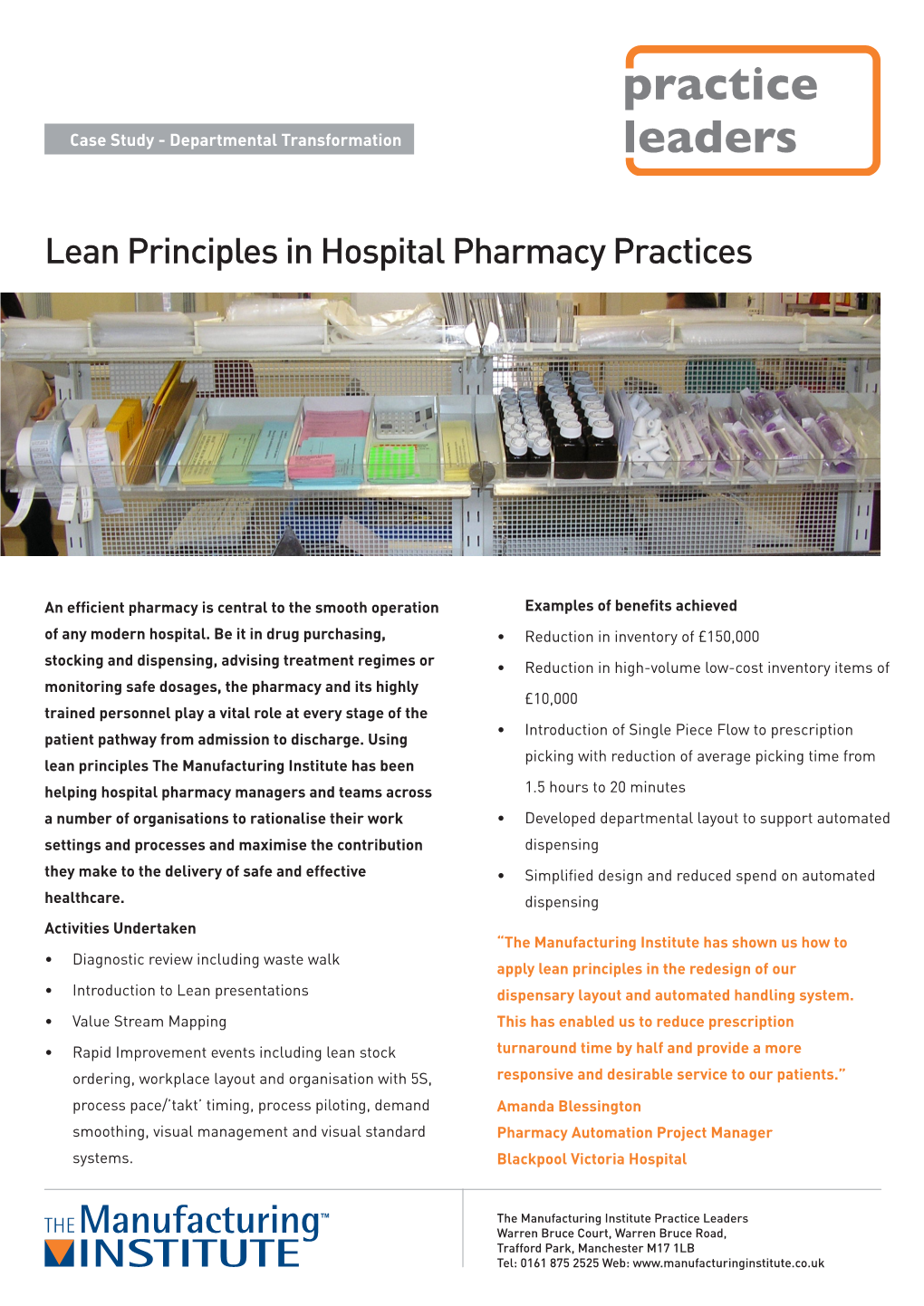 Lean Principles in Hospital Pharmacy Practices