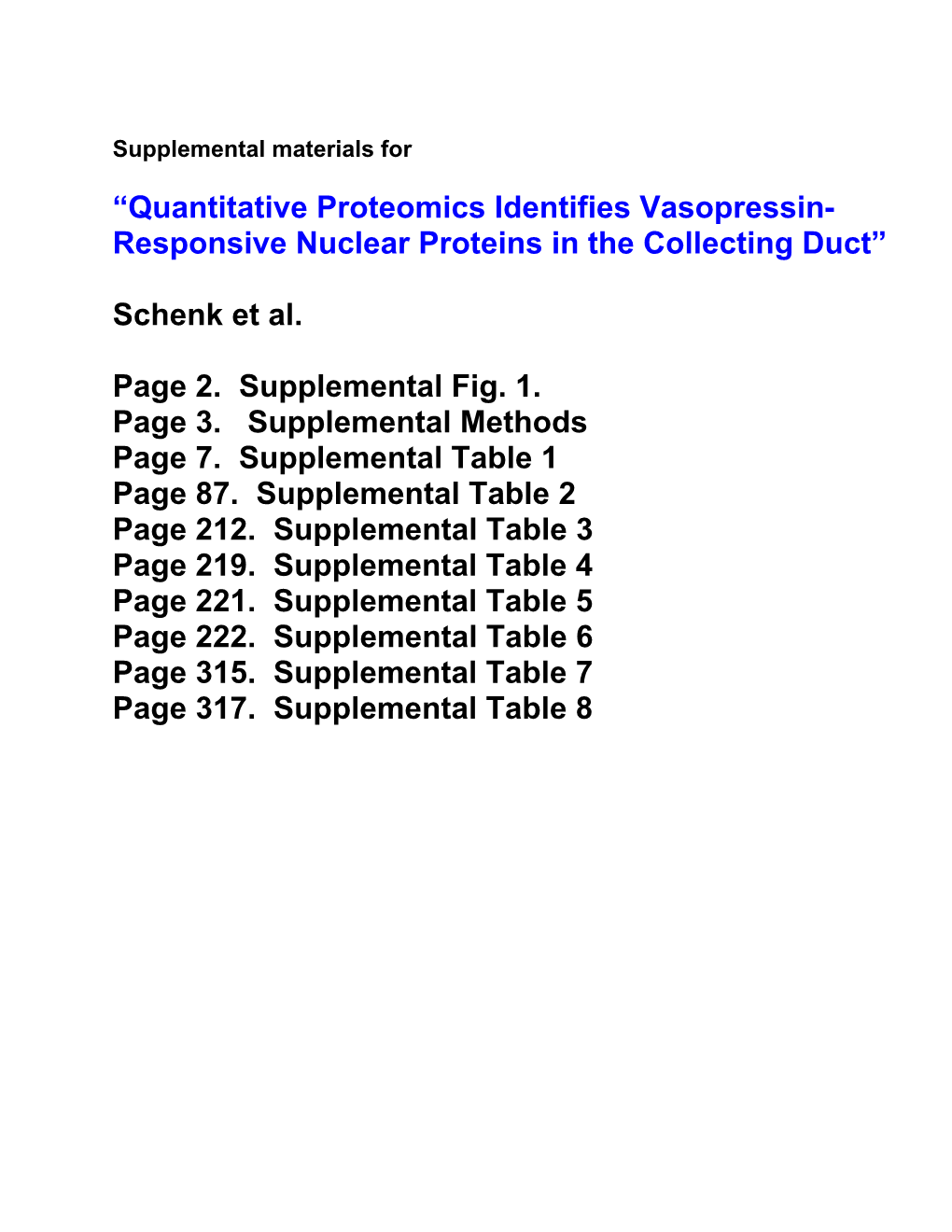 Quantitative Proteomics Identifies Vasopressin- Responsive Nuclear Proteins in the Collecting Duct”