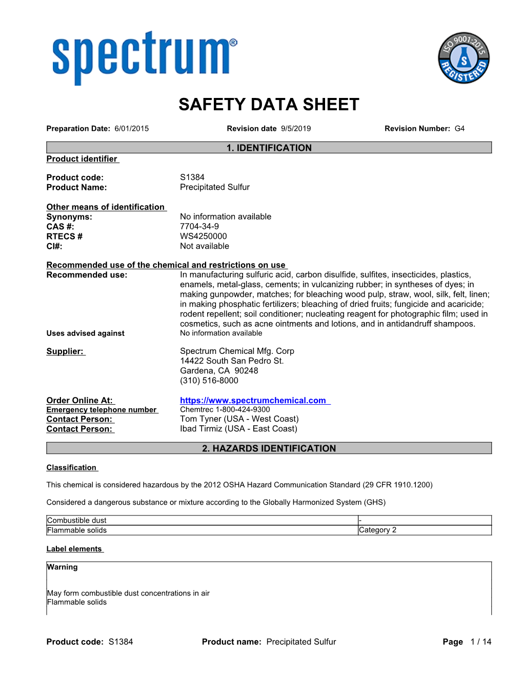 Safety Data Sheet