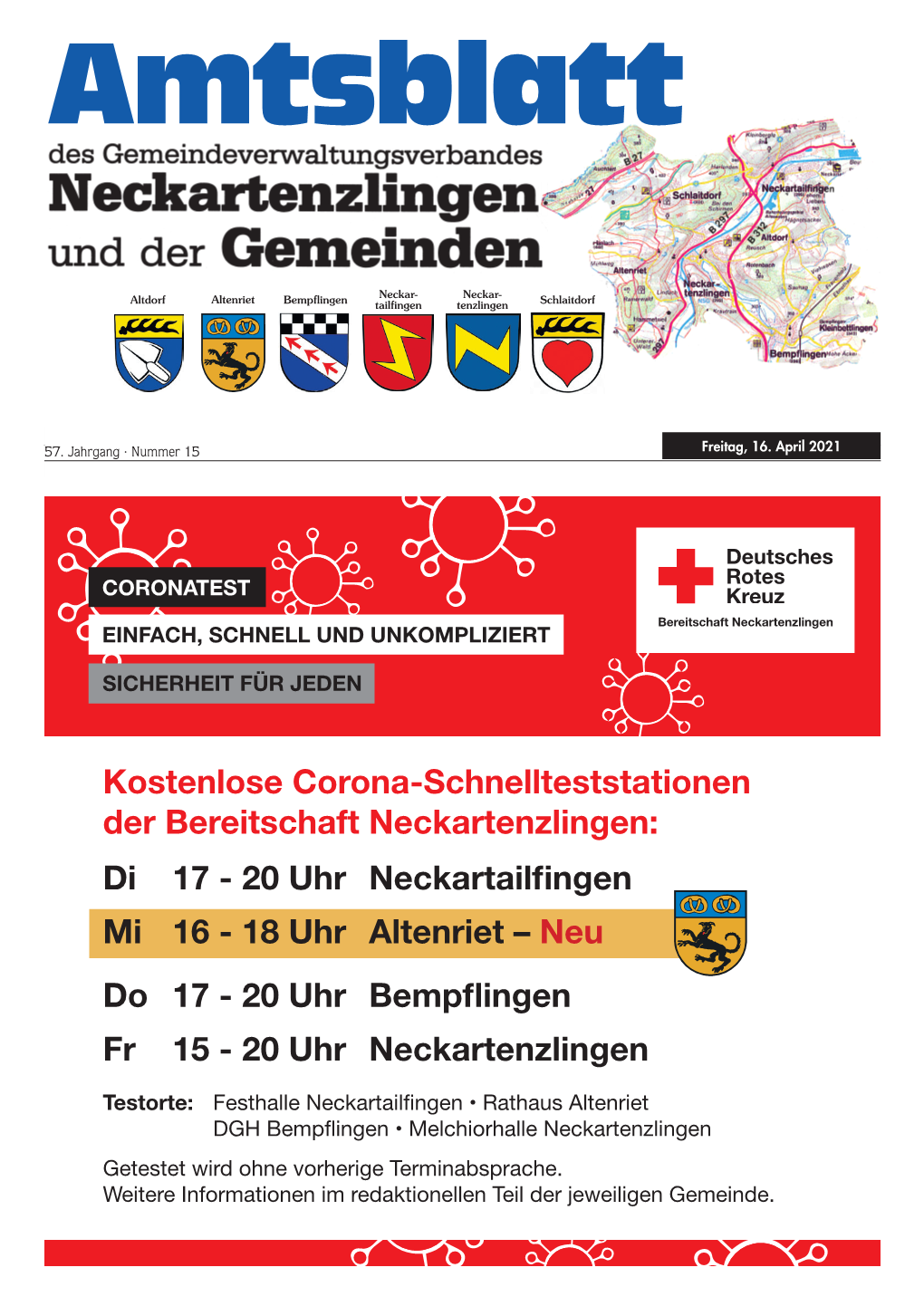 Kostenlose Corona-Schnellteststationen Der