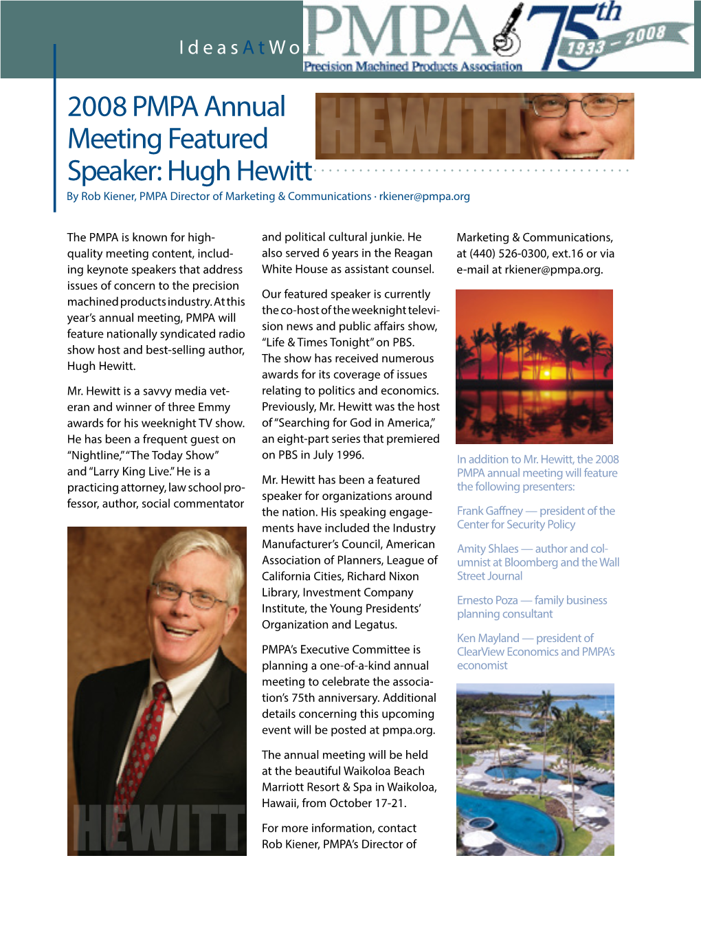 2008 PMPA Annual Meeting Featured Speaker: Hugh Hewitt