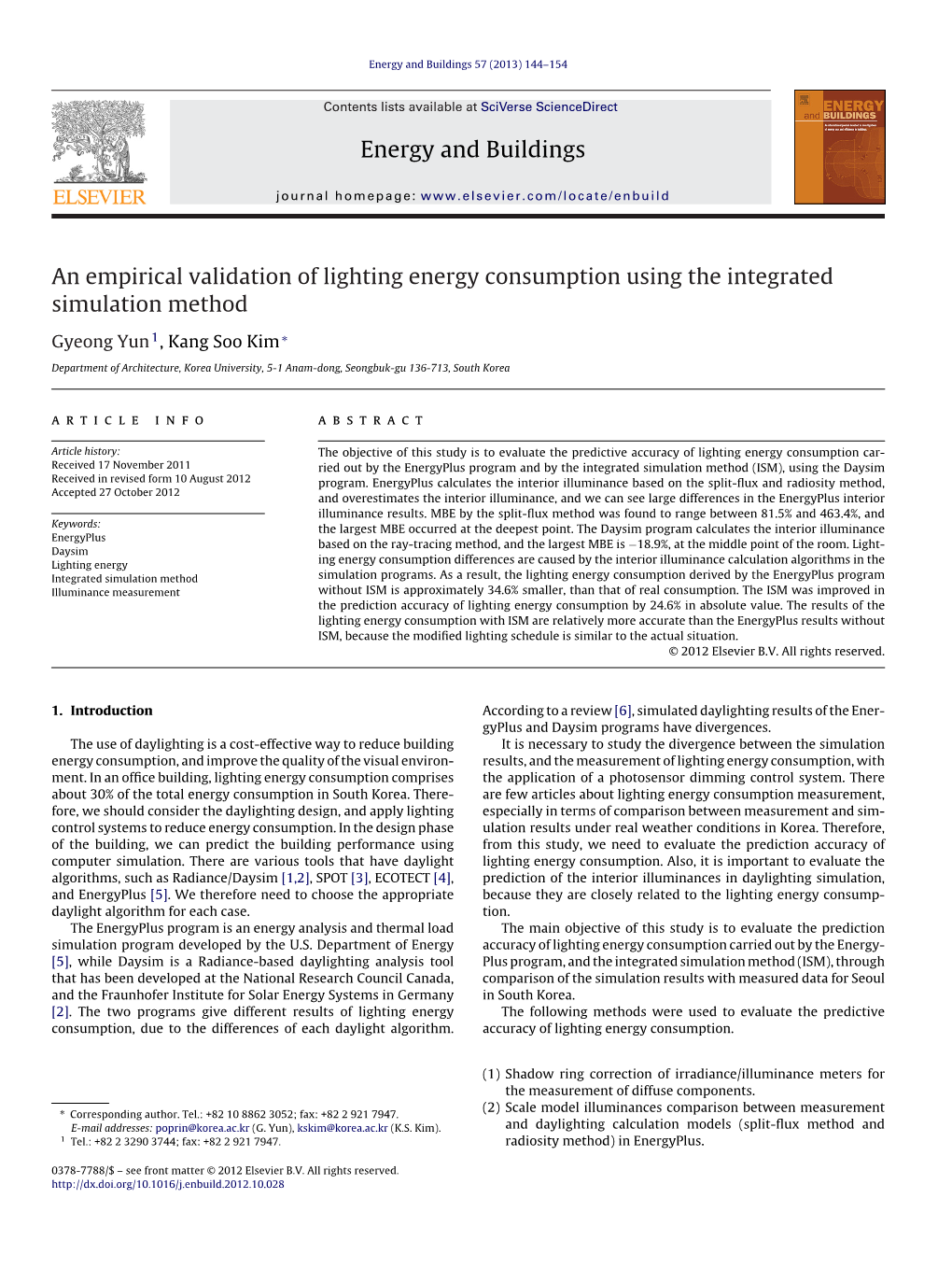 An Empirical Validation of Lighting Energy Consumption Using the Integrated