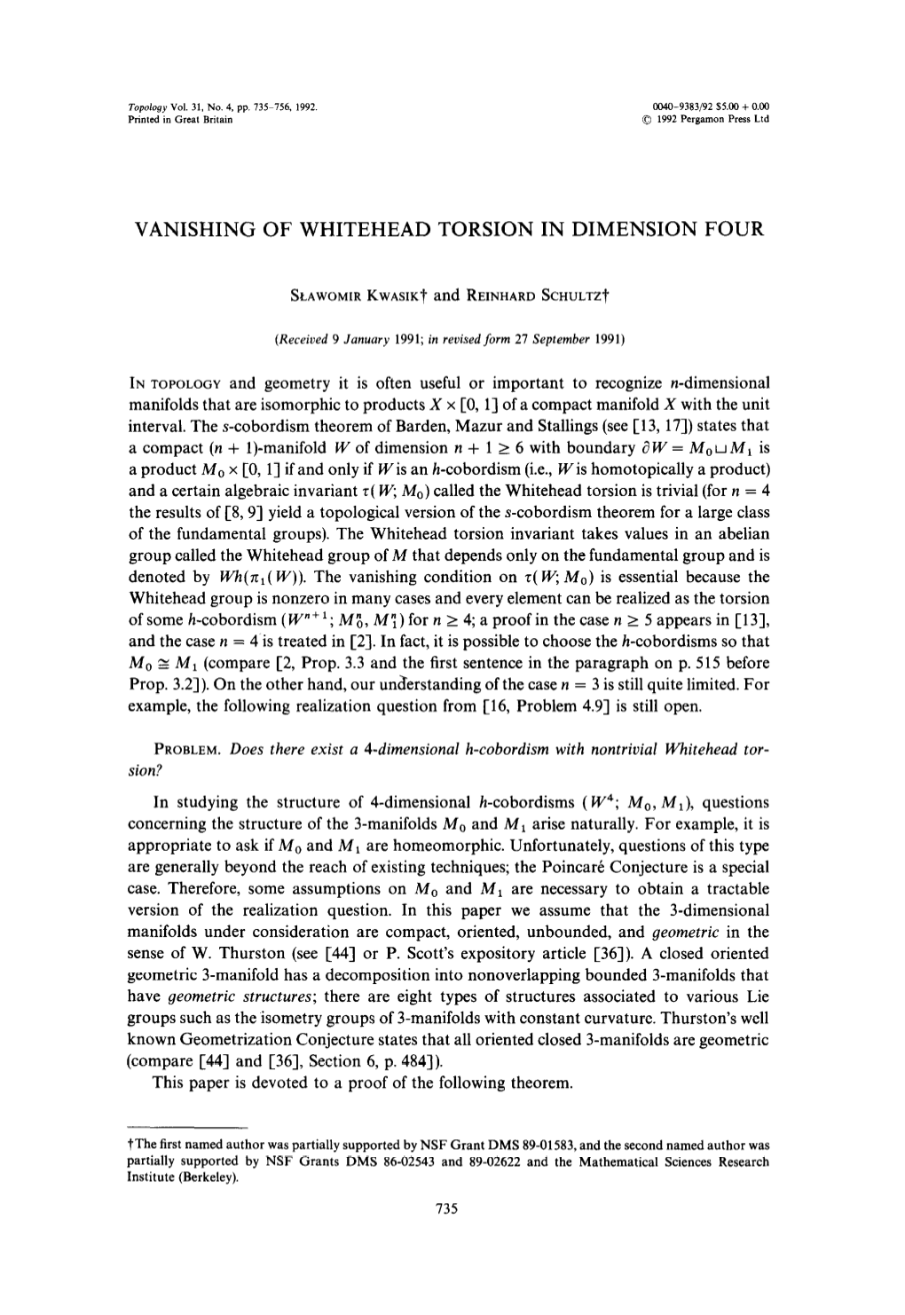 Vanishing of Whitehead Torsion in Dimension Four