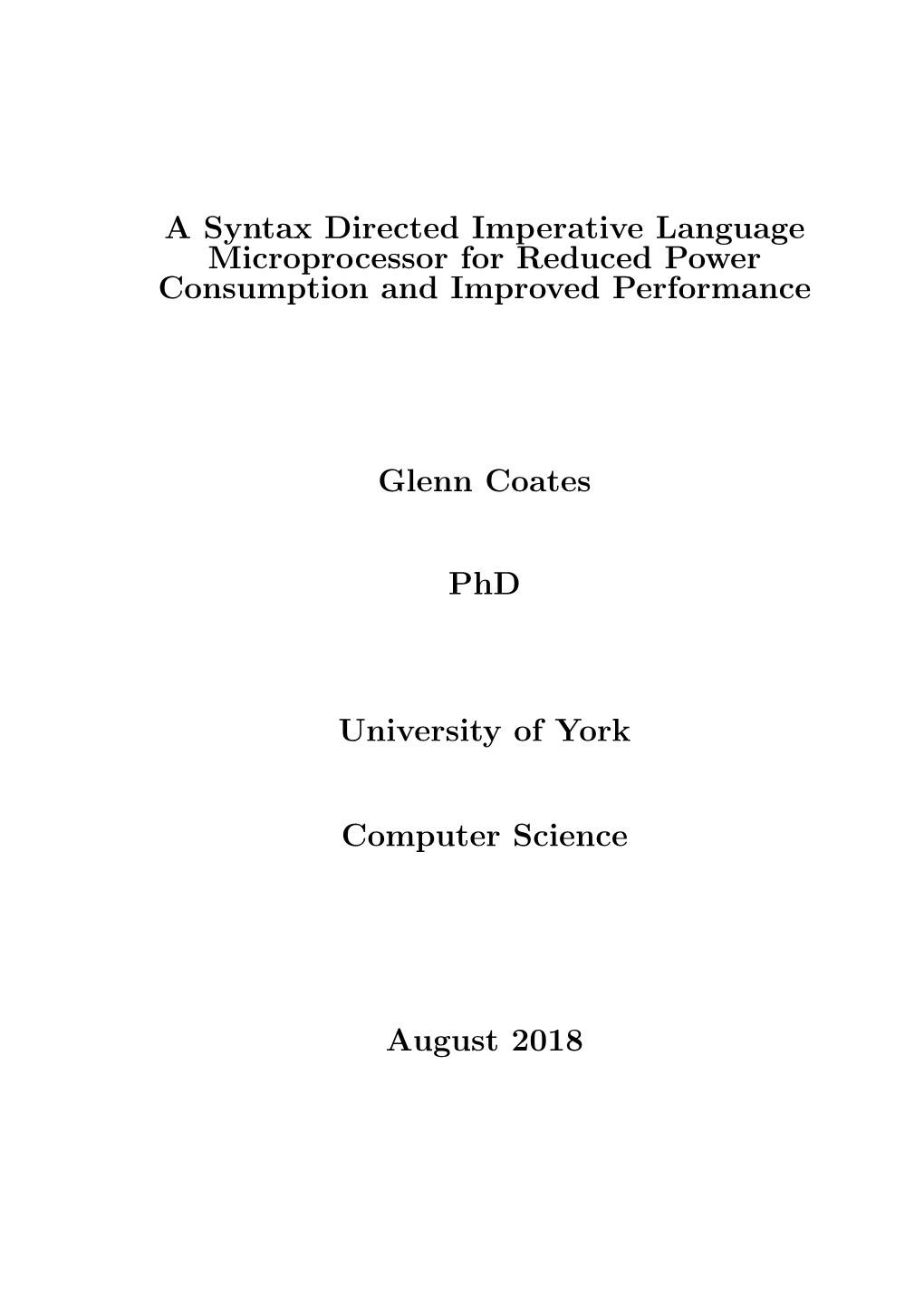 A Syntax Directed Imperative Language Microprocessor for Reduced Power Consumption and Improved Performance