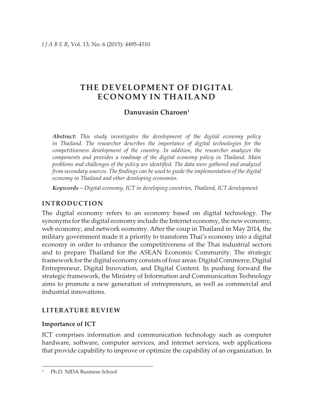 The Development of Digital Economy in Thailand
