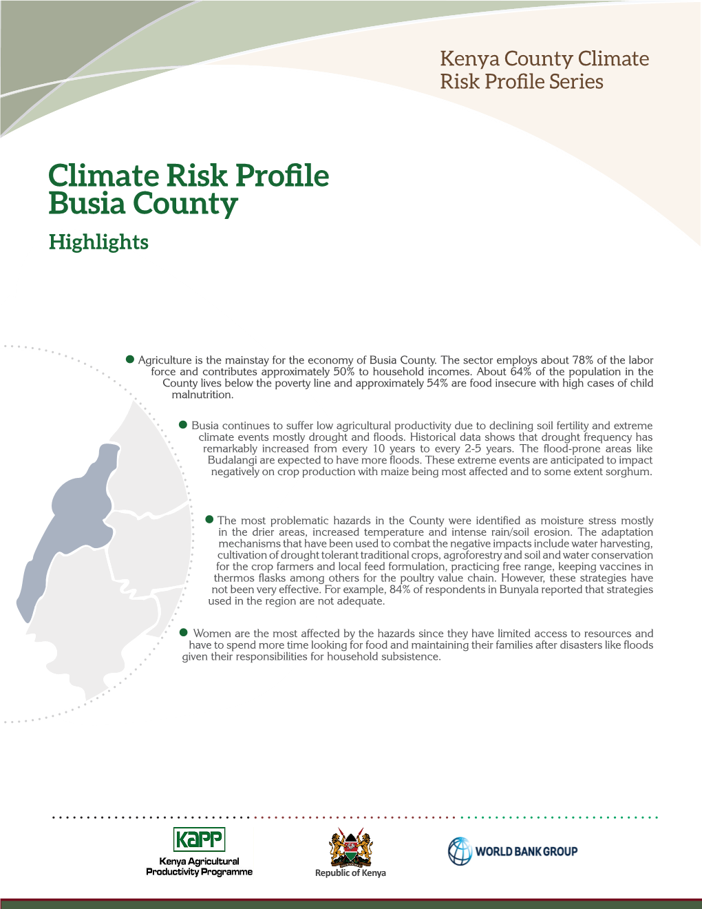 Climate Risk Profile Busia County Highlights