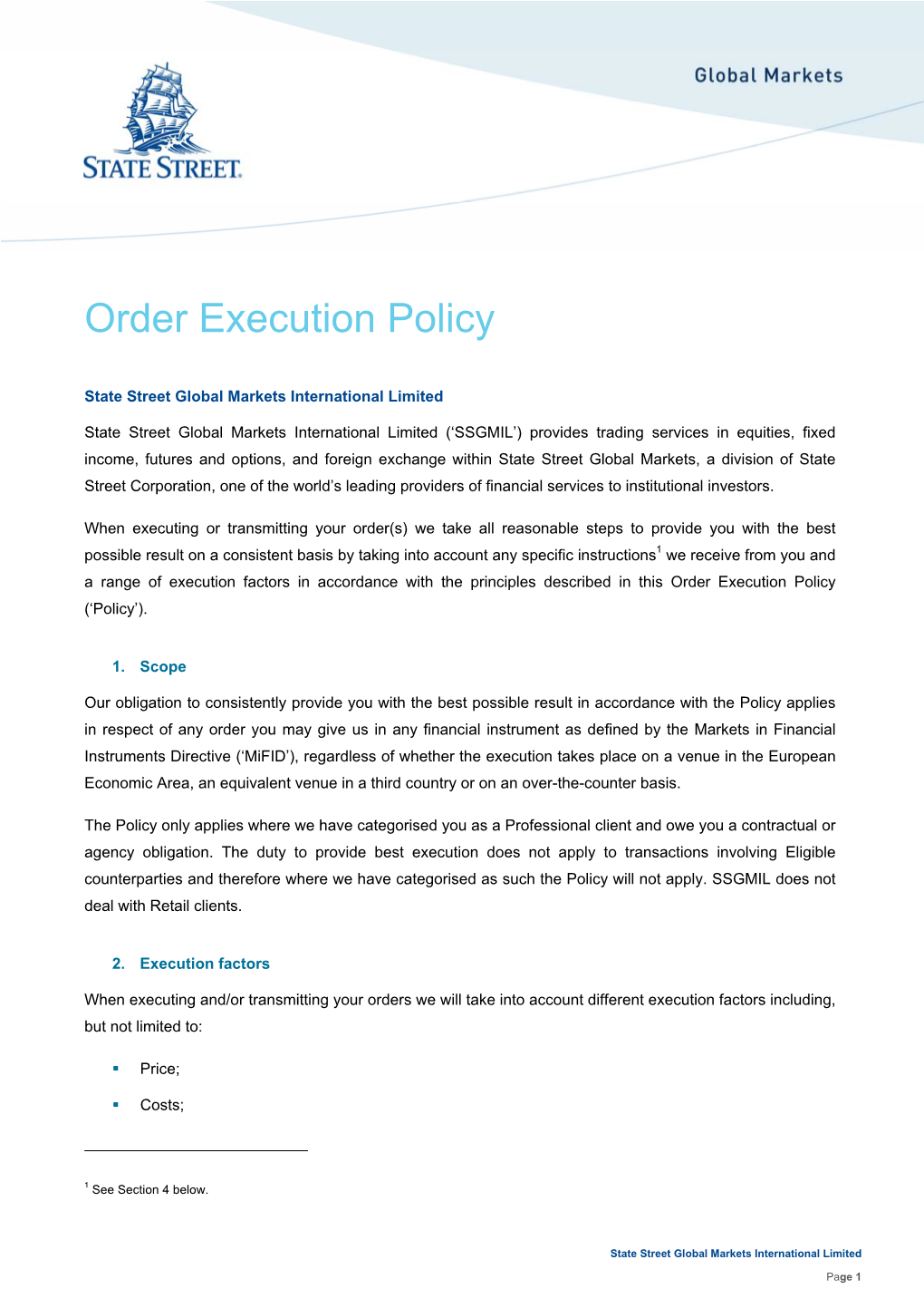 Order Execution Policy