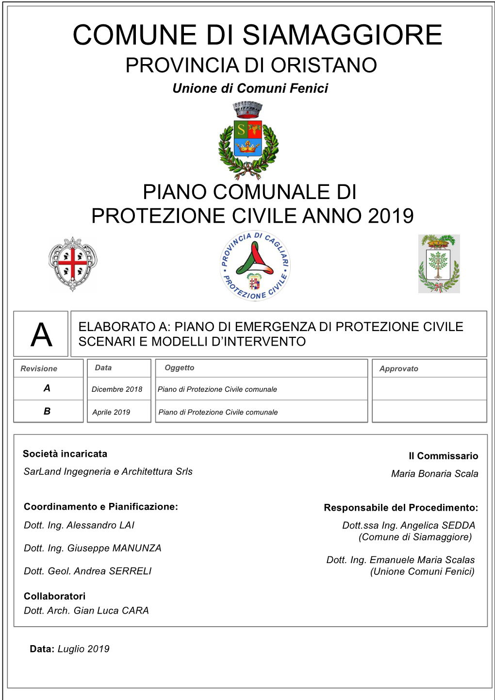 COMUNE DI SIAMAGGIORE PROVINCIA DI ORISTANO Unione Di Comuni Fenici