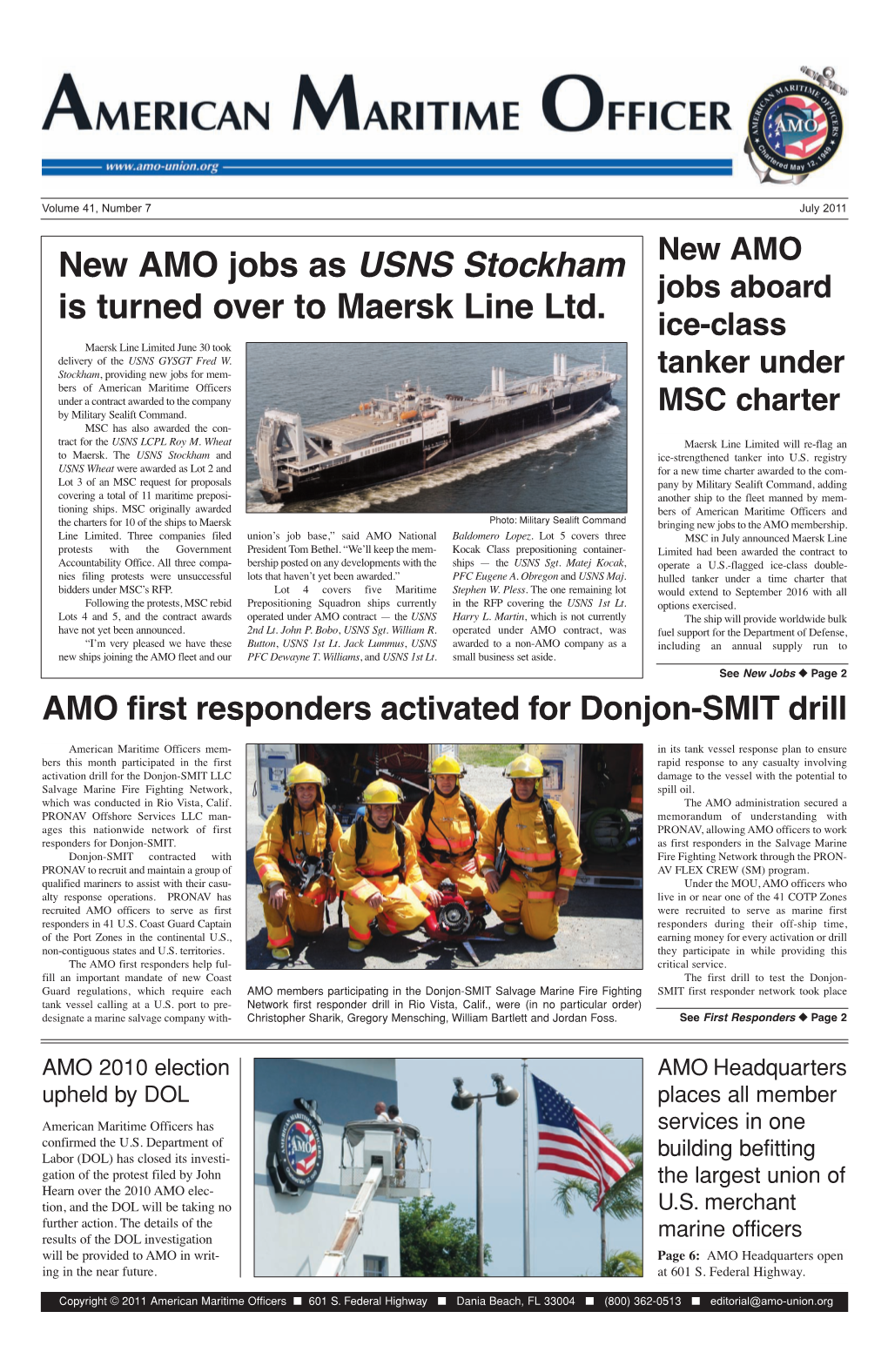 New AMO Jobs As USNS Stockham Is Turned Over to Maersk Line Ltd