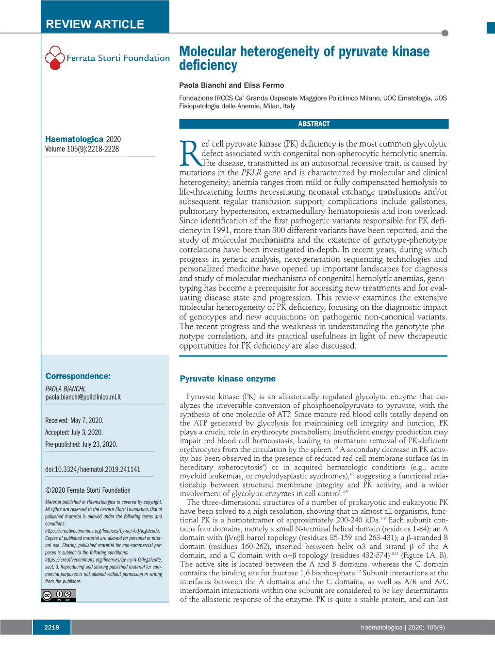 Molecular Heterogeneity of Pyruvate Kinase Deficiency