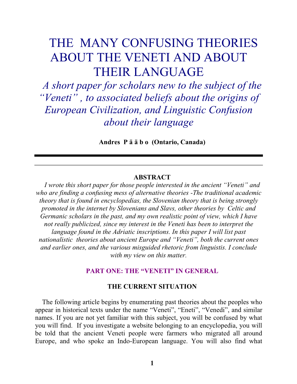 The Many Confusing Theories About the Veneti