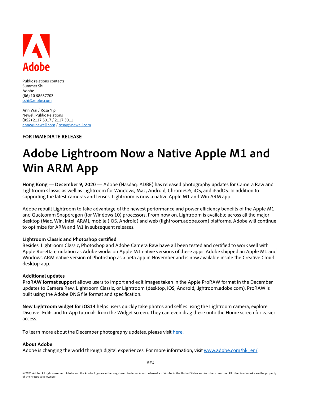Adobe Lightroom Now a Native Apple M1 and Win ARM App