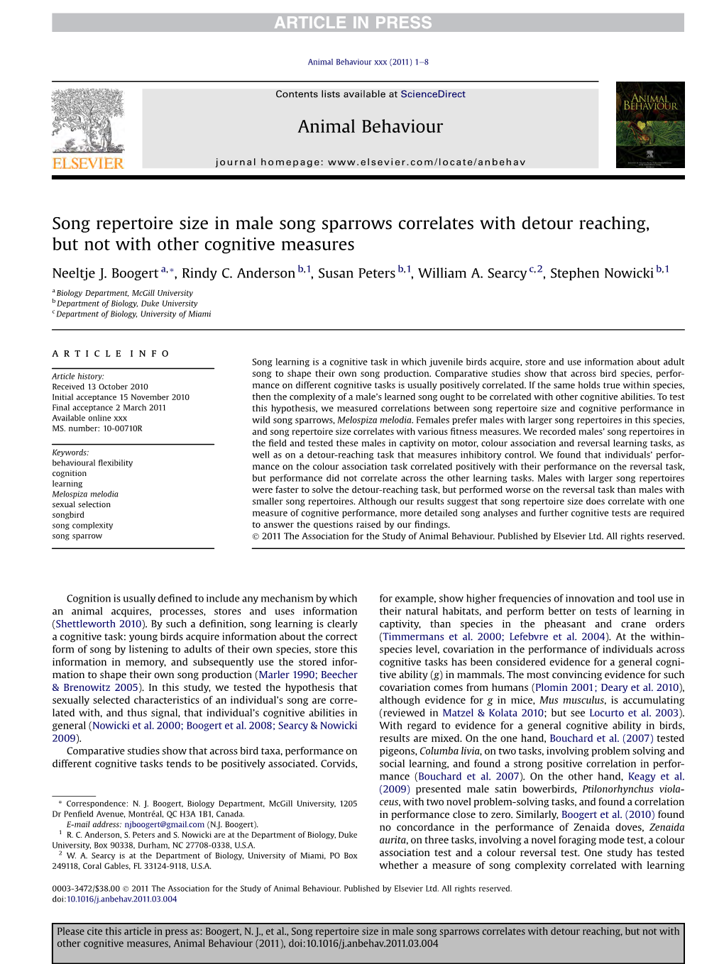 Boogert Et Al 2011 Sosp Cognition and Song.Pdf