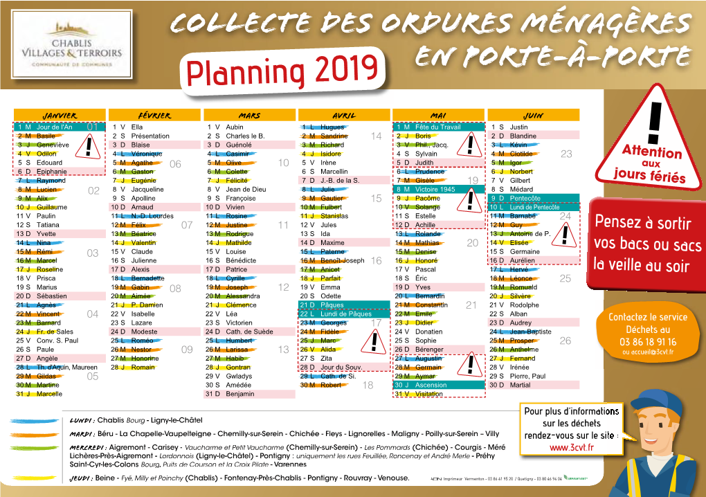 Planning De Collecte Des Ordures Ménagères 2019 Commune De Méré