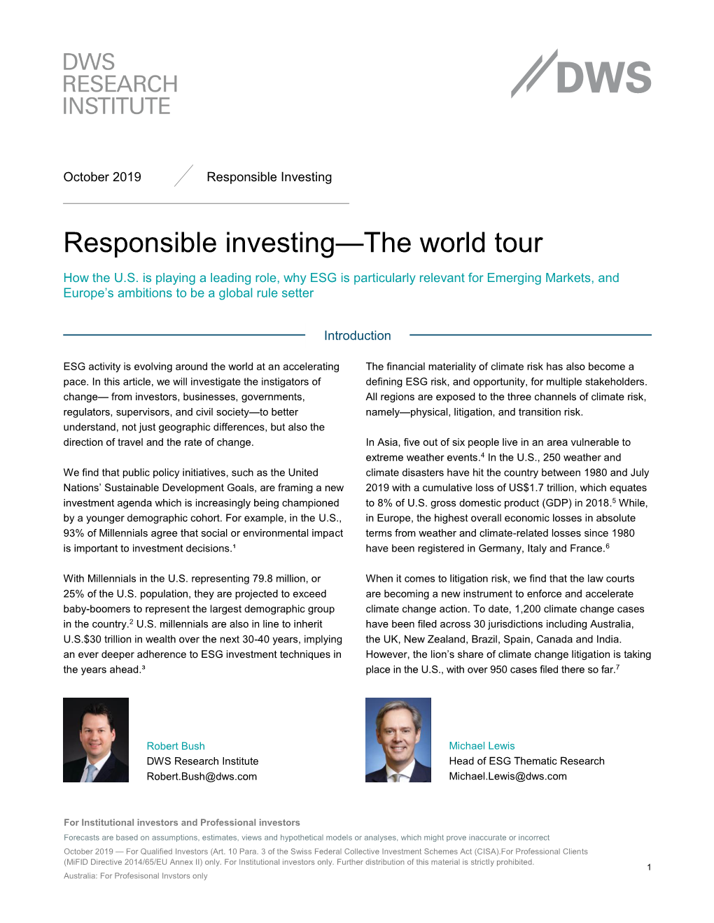 Responsible Investing—The World Tour