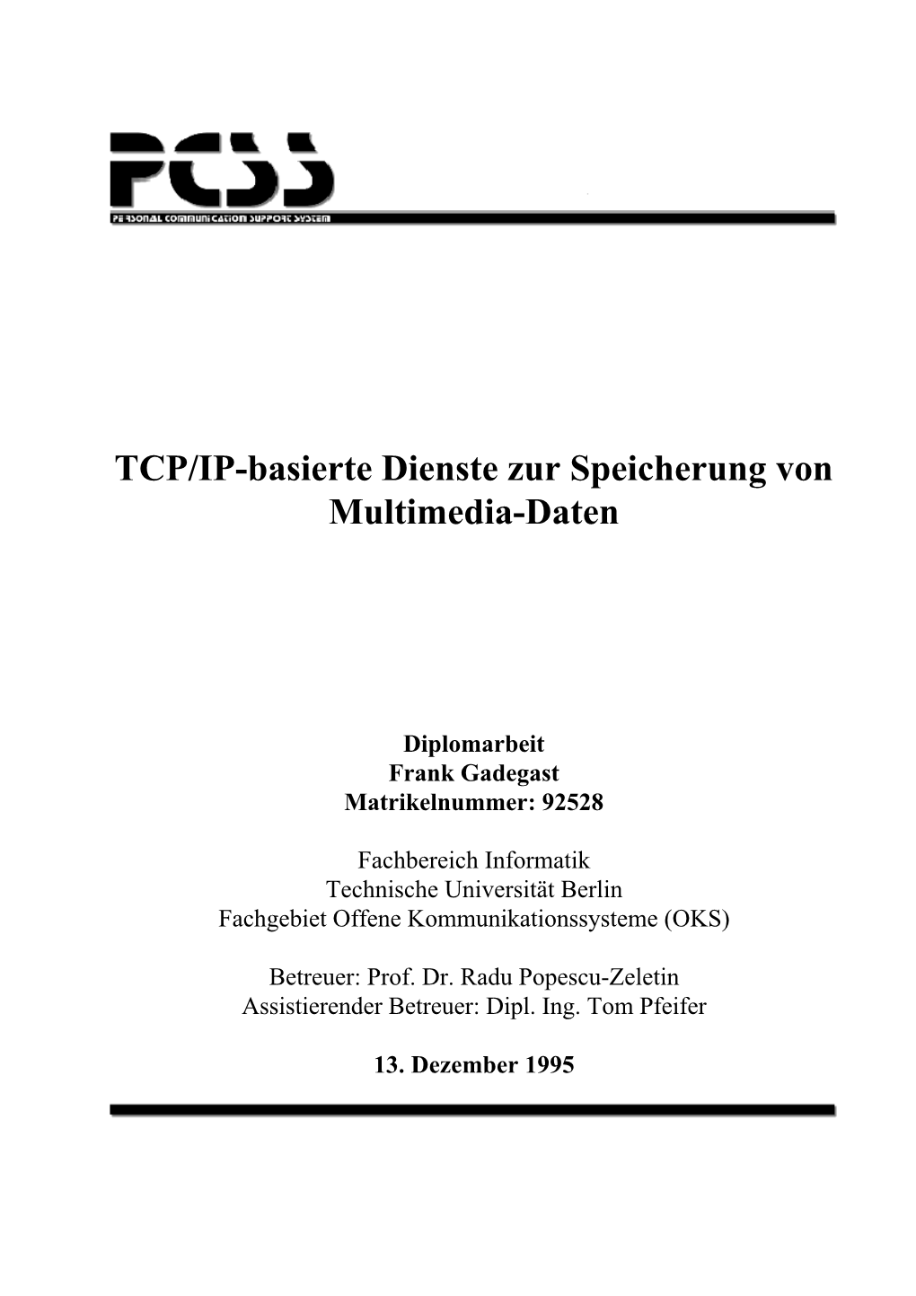 TCP/IP-Basierte Dienste Zur Speicherung Von Multimedia-Daten