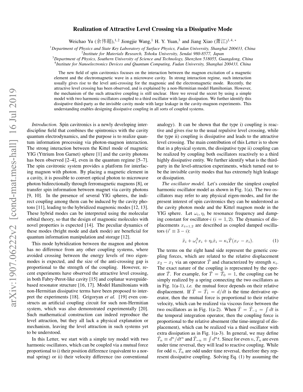 Arxiv:1907.06222V2 [Cond-Mat.Mes-Hall] 16 Jul 2019 R System, Which Was Also Demonstrated Experimentally [20]