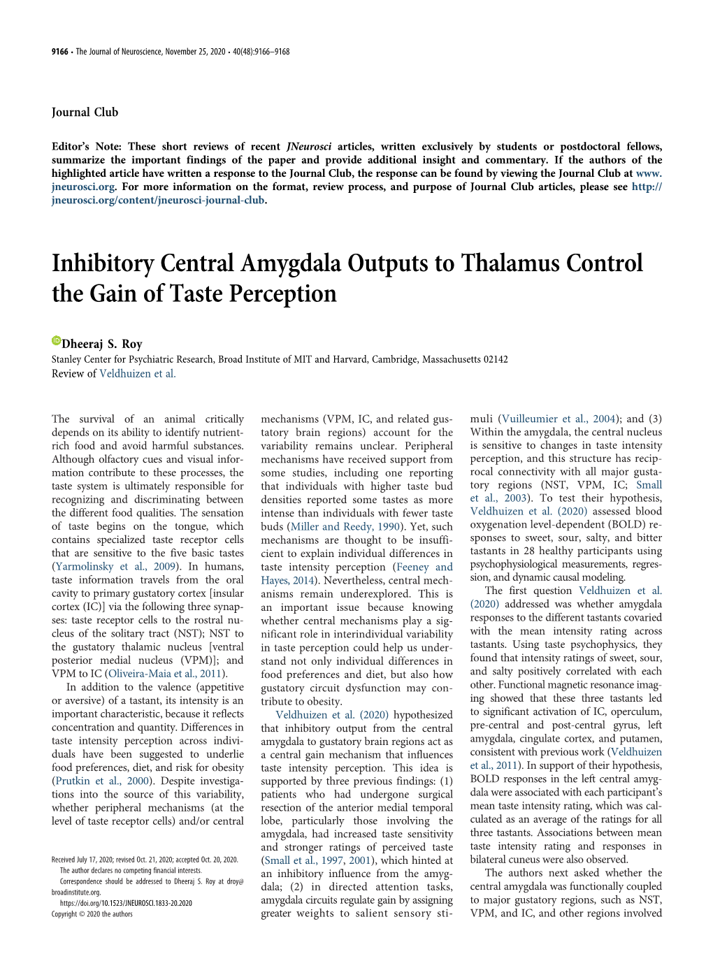 Inhibitory Central Amygdala Outputs to Thalamus Control the Gain of Taste Perception