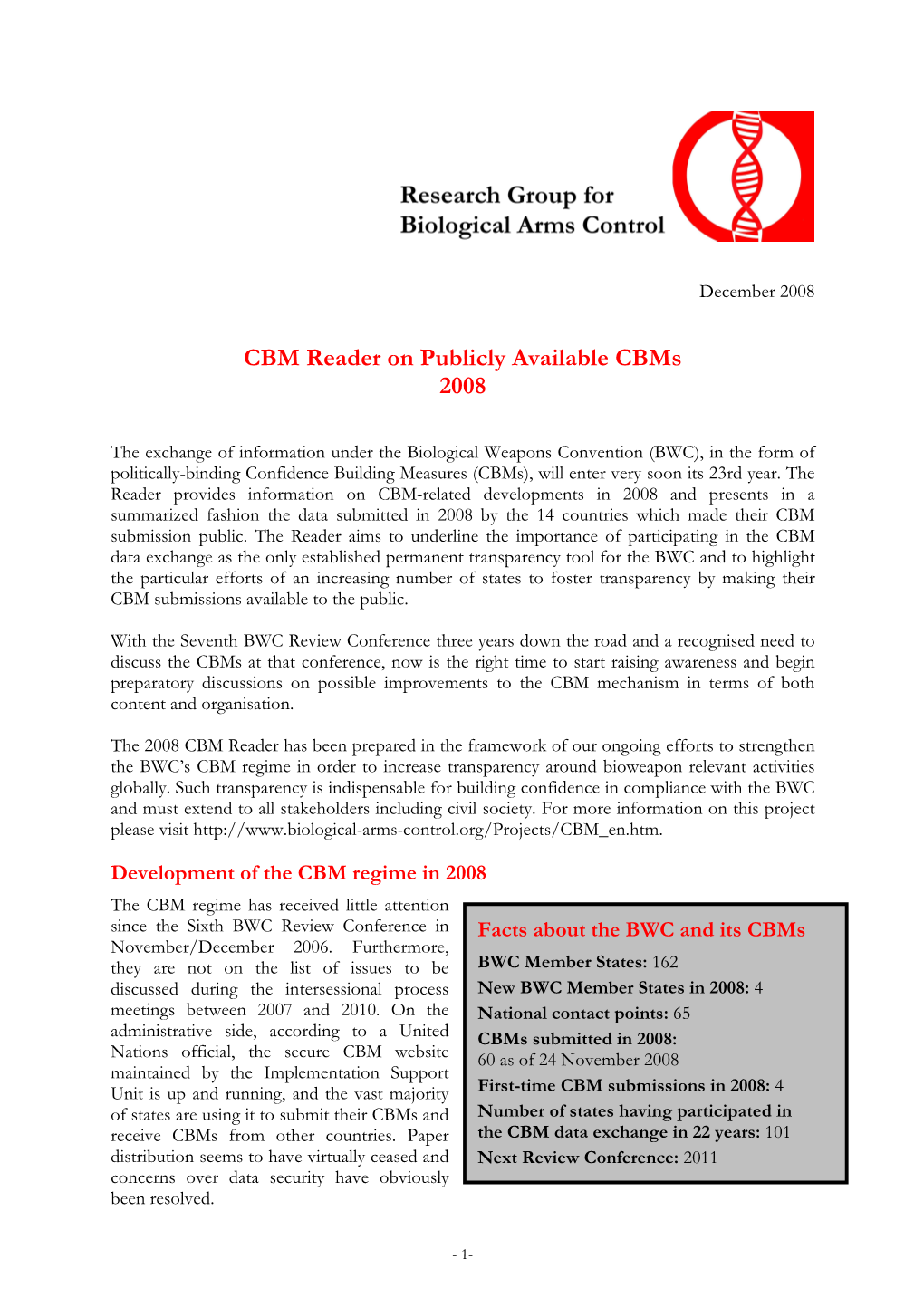 CBM Reader on Publicly Available Cbms 2008