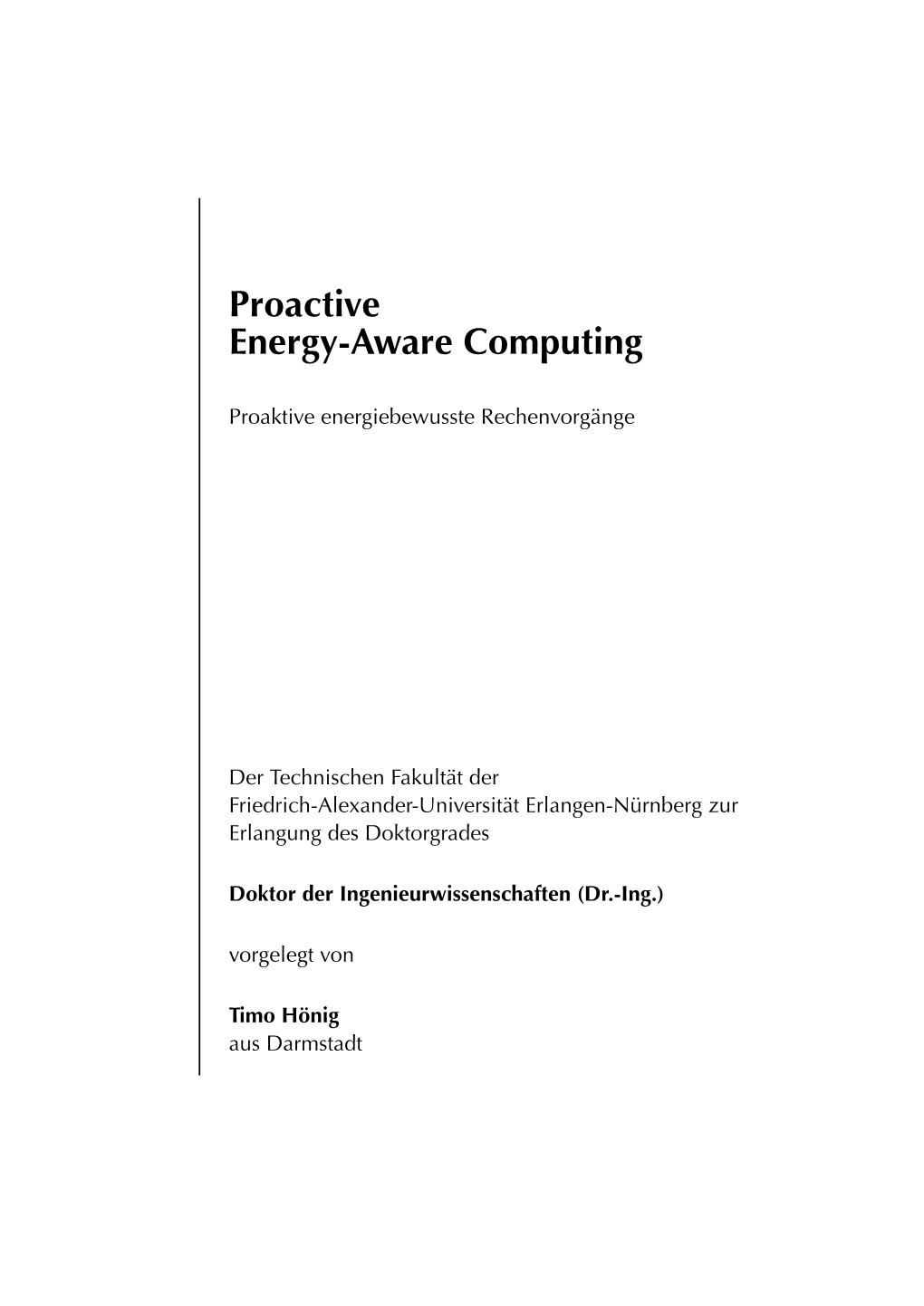 Proactive Energy-Aware Computing