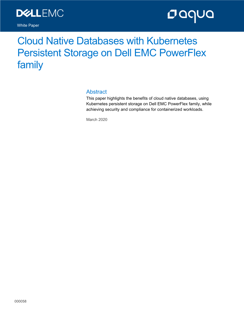 Cloud Native Databases with Kubernetes Persistent Storage on Dell EMC Powerflex Family