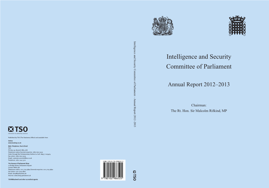 Intelligence and Security Committee of Parliament – 2012–2013 Annual Report