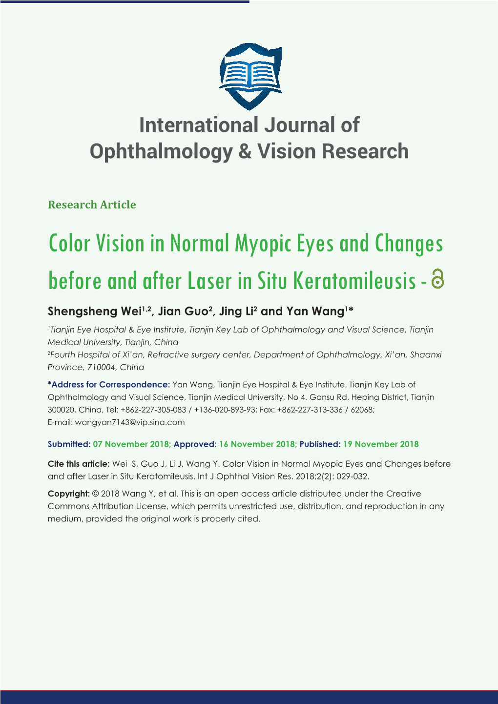 Color Vision in Normal Myopic Eyes and Changes Before and After Laser in Situ Keratomileusis