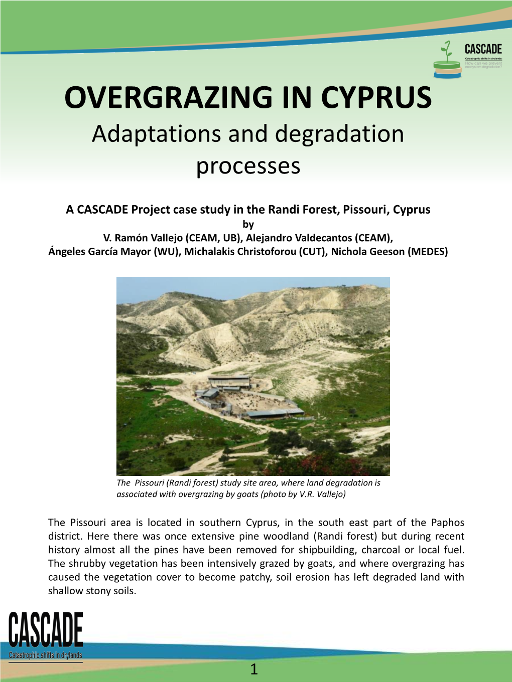 OVERGRAZING in CYPRUS Adaptations and Degradation Processes