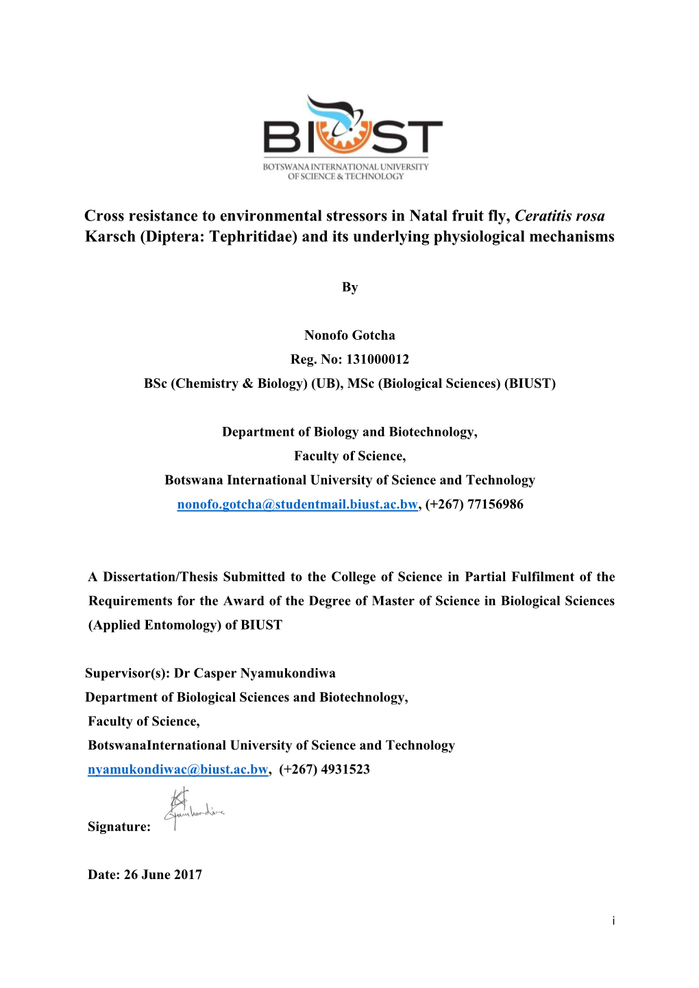 Cross Resistance to Environmental Stressors in Natal Fruit Fly, Ceratitis Rosa Karsch (Diptera: Tephritidae) and Its Underlying Physiological Mechanisms