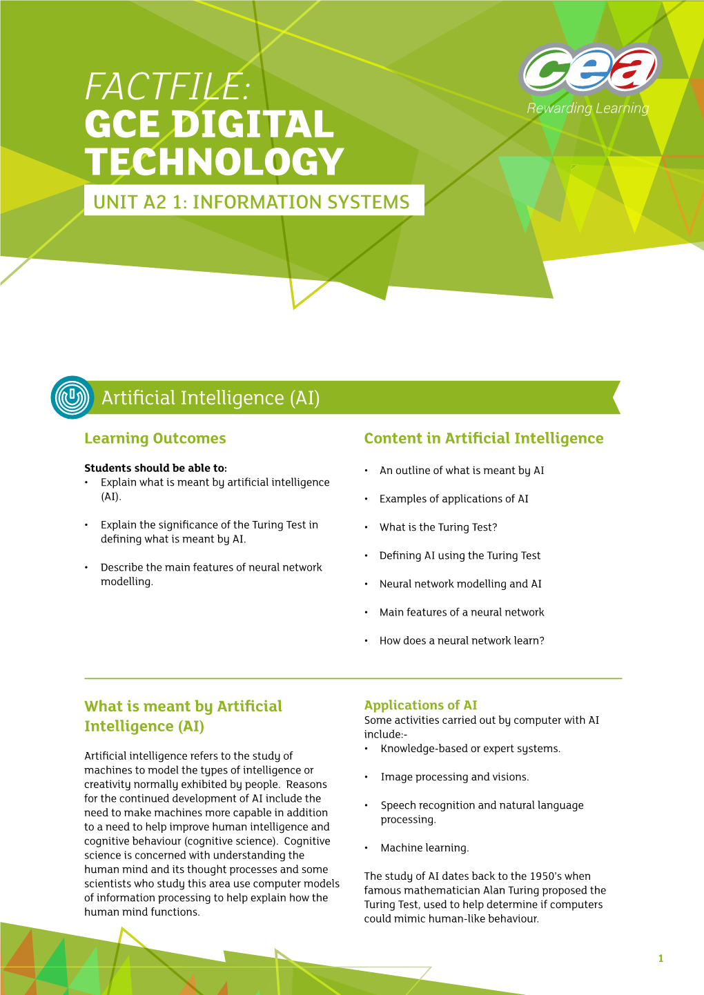 Factfile: Gce Digital Technology Unit A2 1: Information Systems