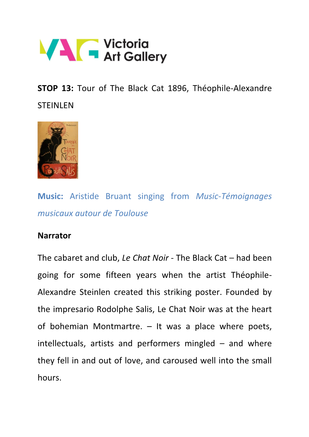 STOP 13: Tour of the Black Cat 1896, Théophile-Alexandre STEINLEN