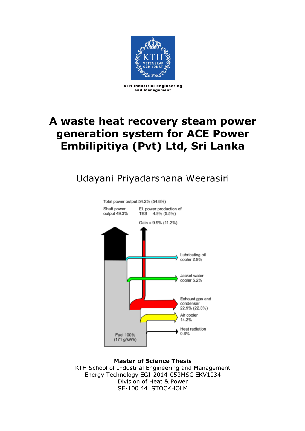 A Waste Heat Recovery Steam Power Generation System for ACE Power Embilipitiya (Pvt) Ltd, Sri Lanka