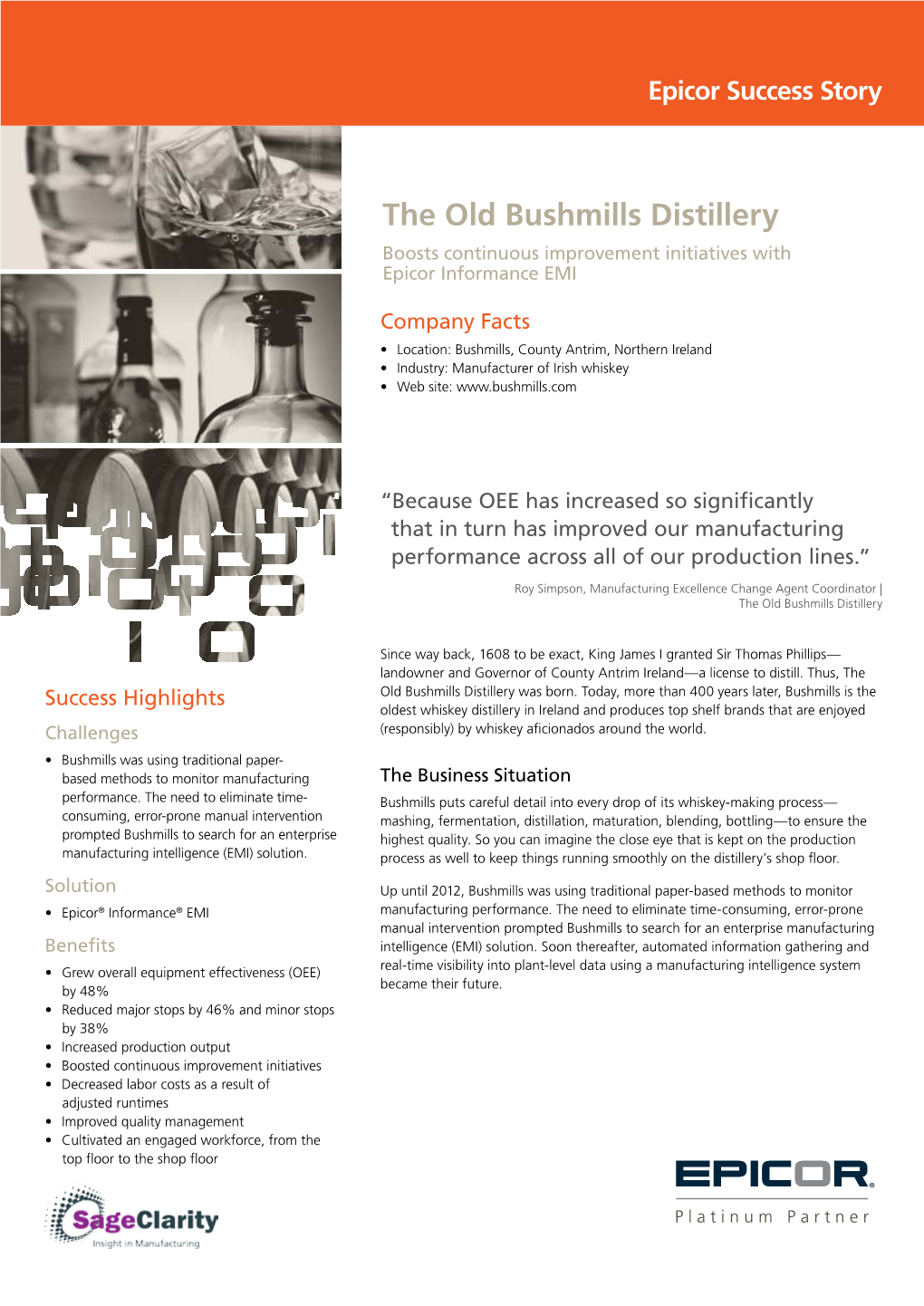 The Old Bushmills Distillery Boosts Continuous Improvement Initiatives with Epicor Informance EMI