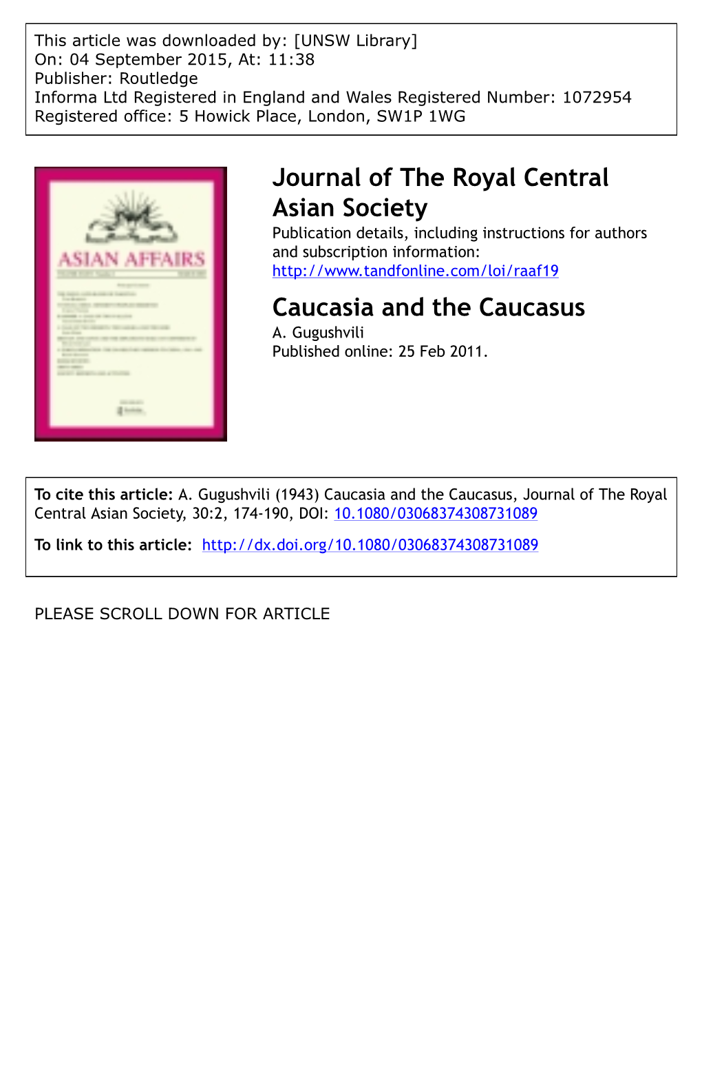 Caucasia and the Caucasus A