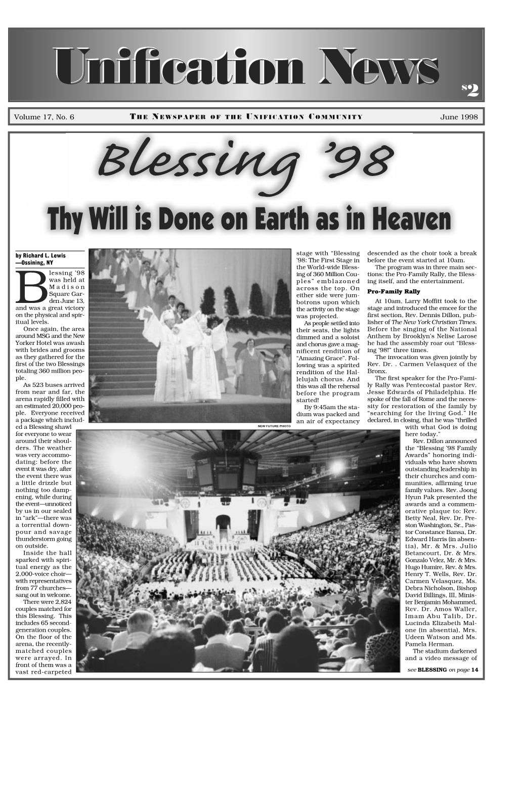 June 1998 Unification News