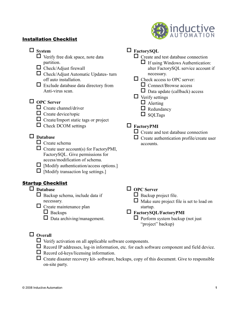 Installation Checklist System Verify Free Disk Space, Note Data Partition