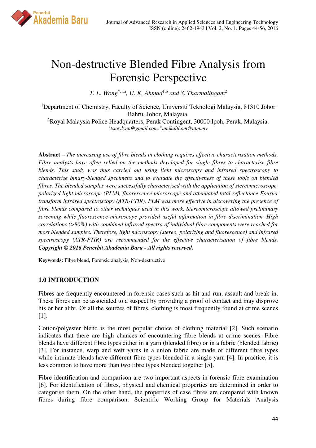 Akademia Baru Non-Destructive Blended Fibre Analysis From