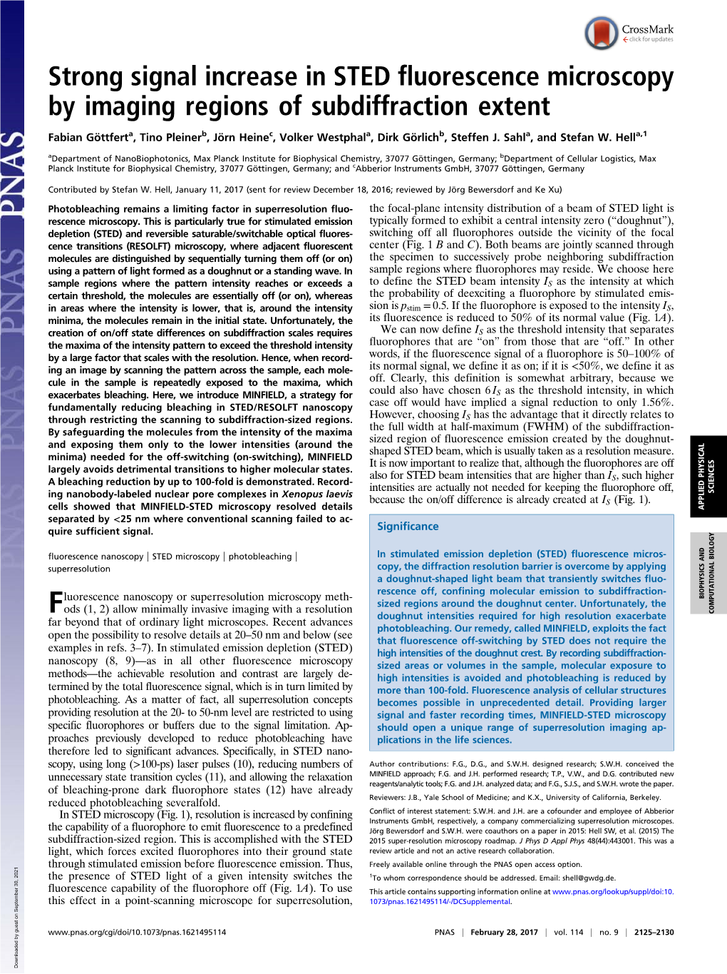 Strong Signal Increase in STED Fluorescence Microscopy by Imaging Regions of Subdiffraction Extent