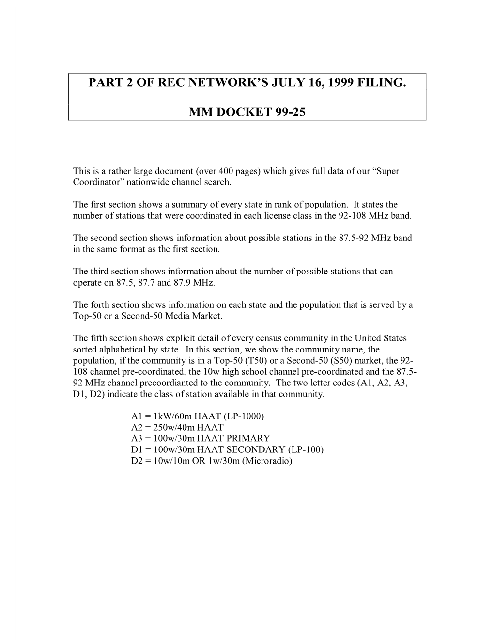 Part 2 of Rec Network's July 16, 1999 Filing. Mm Docket 99-25